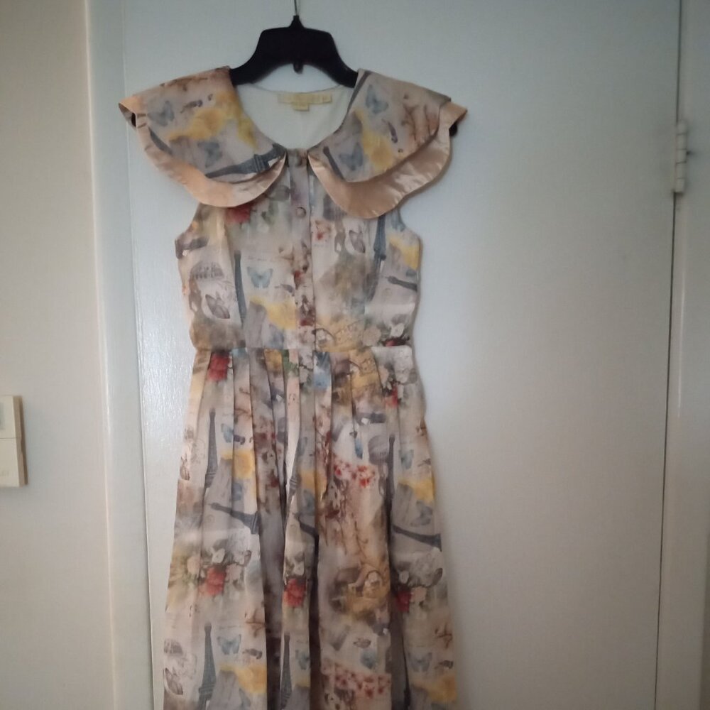 Girls Elegant, Sleeveless French Motif Dress